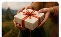 Hands presenting a wrapped gift