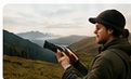 Landscape photographer holding a camera
