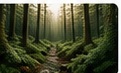 Sunlit green forest