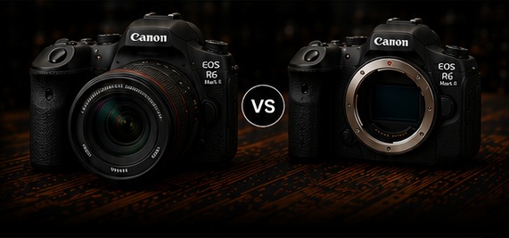 Illustrative comparison of camera bodies and a lens