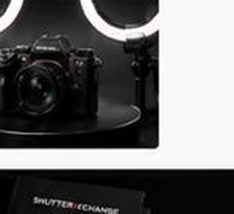 Camera bodies and lenses displayed in the ShutterXchange studio