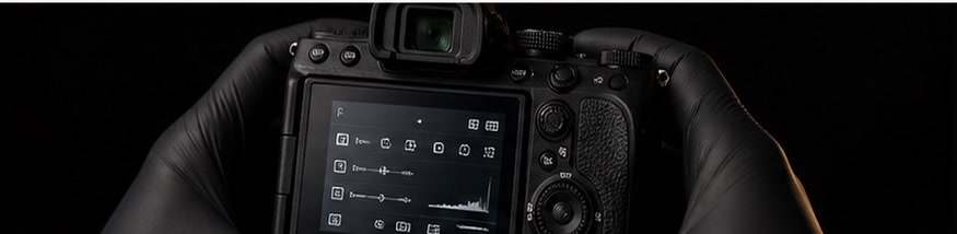 Camera rear screen being tested by gloved hands