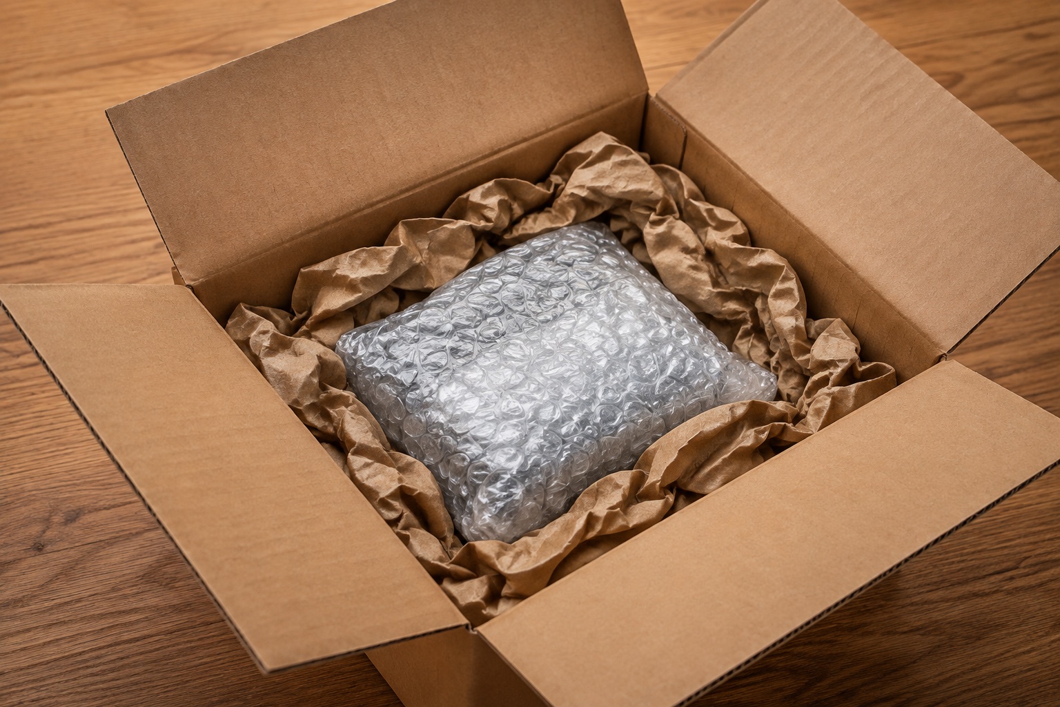Camera cushioned securely inside an outer shipping box