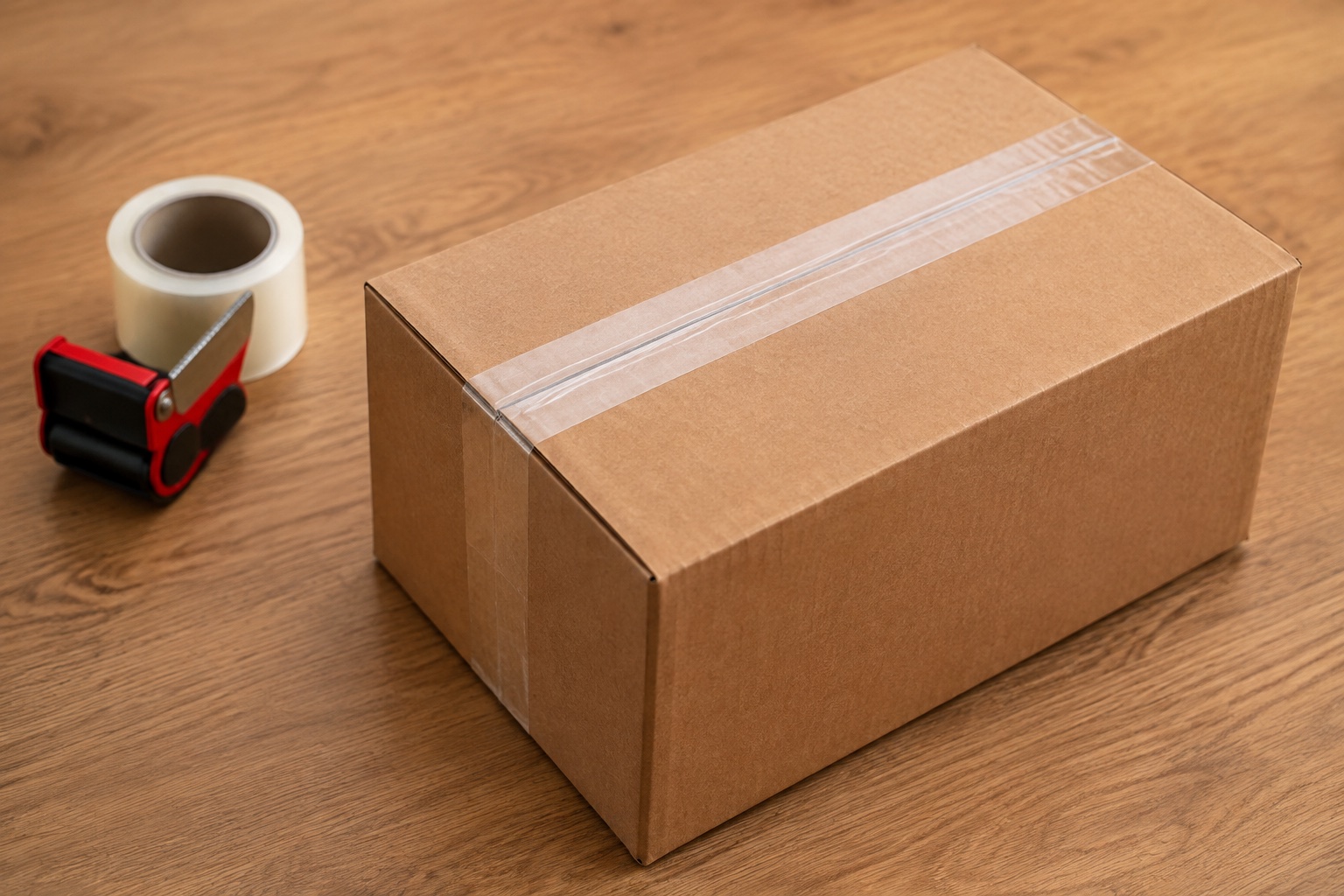 Securely closed cardboard shipping box
